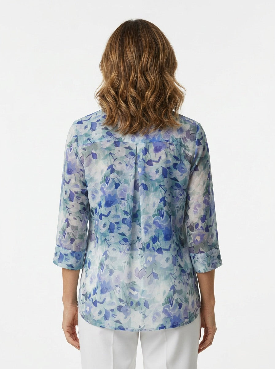 Jillian Azure 3/4 Sleeve Shirt