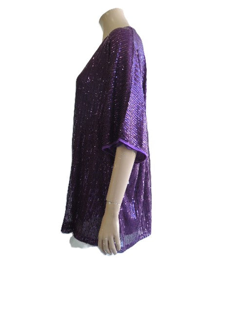 Purple Sequined Evening Top (Size 28)