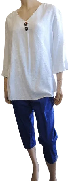 Swish Cotton Blend Stretch 3/4 Pant (Pink or Blue)