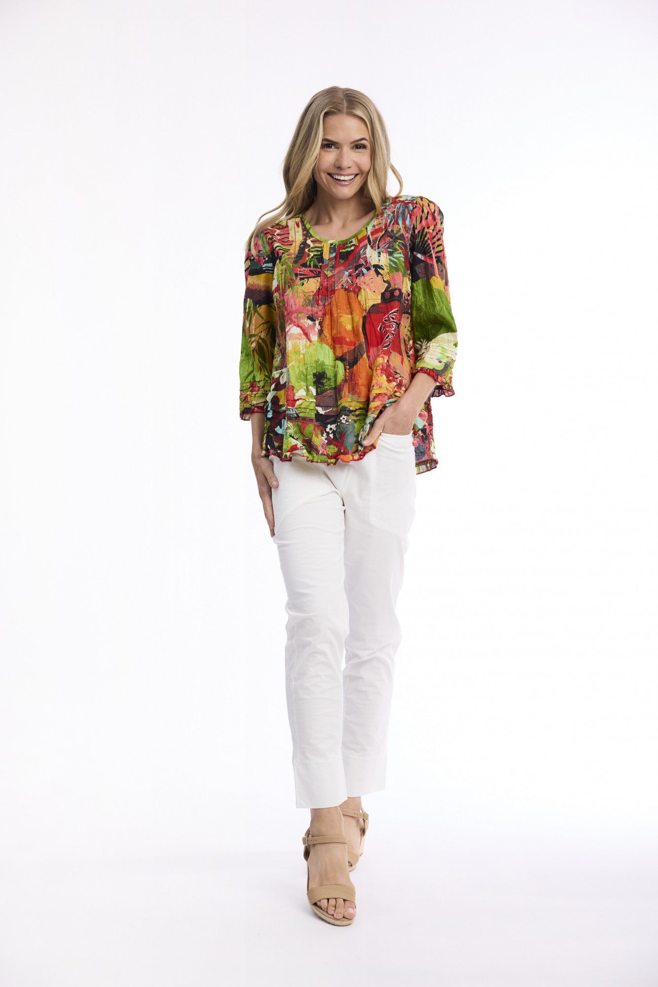 Orientique pleated Organic Cotton Top