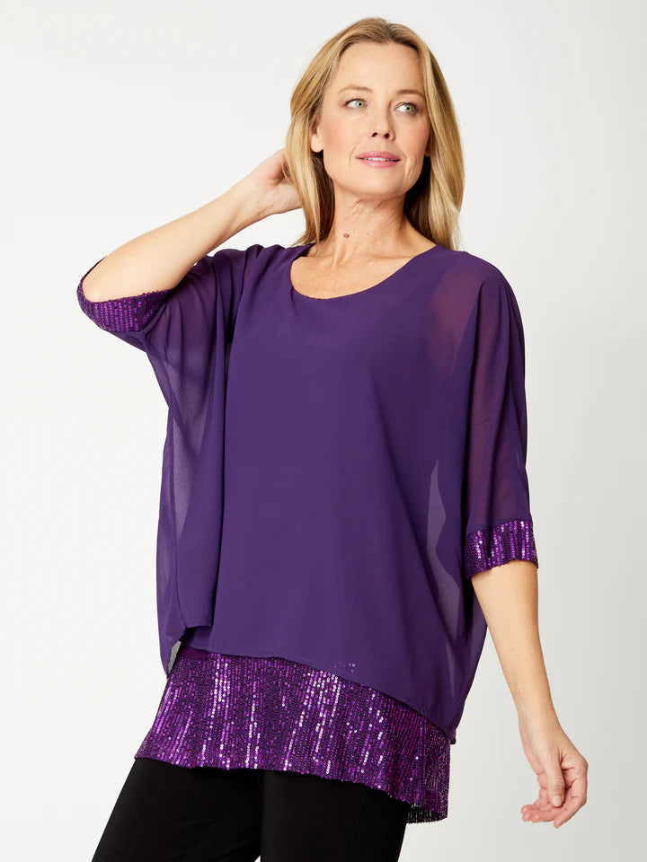 OPM Overlay Top with Sequin Trim (3 Colours )