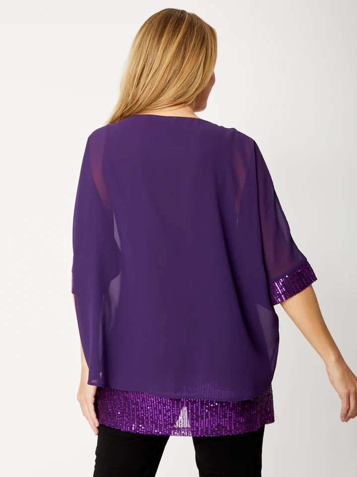 OPM Overlay Top with Sequin Trim (3 Colours )