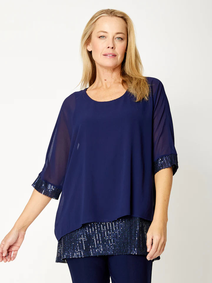 OPM Overlay Top with Sequin Trim (3 Colours )