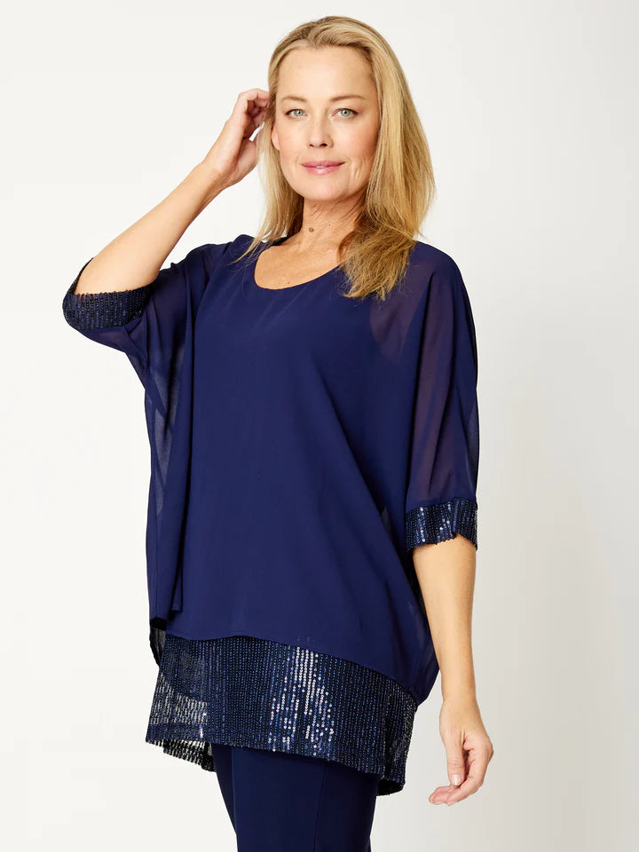 OPM Overlay Top with Sequin Trim (3 Colours )