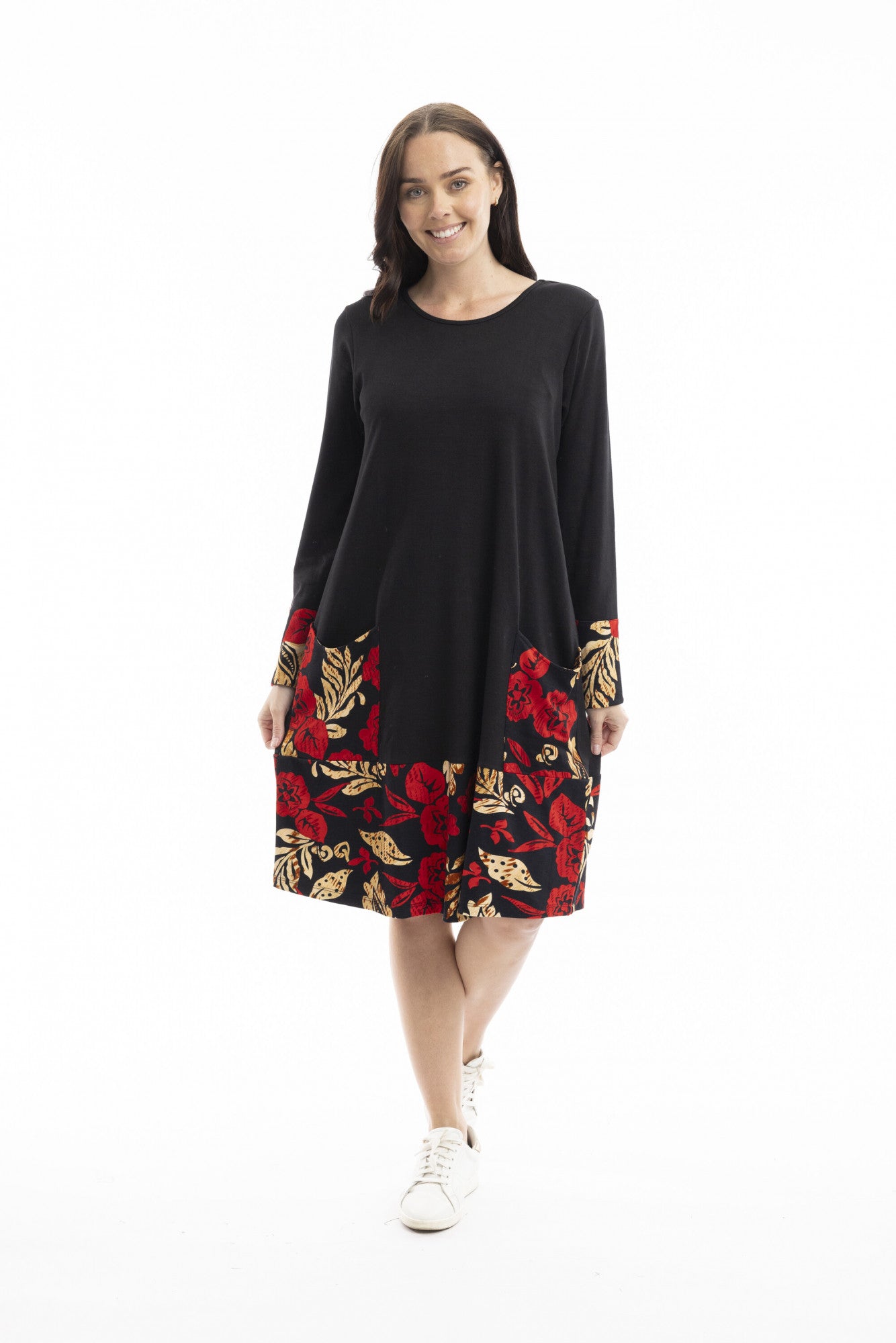 Orientique Rayon Blend Patch Dress