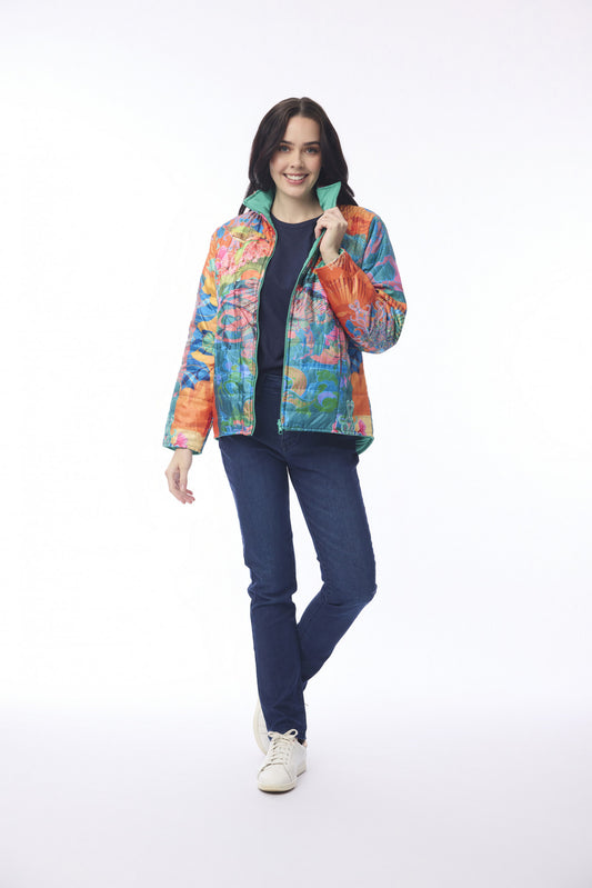 Orientique Oriental Bird Reversible Puffer Jacket