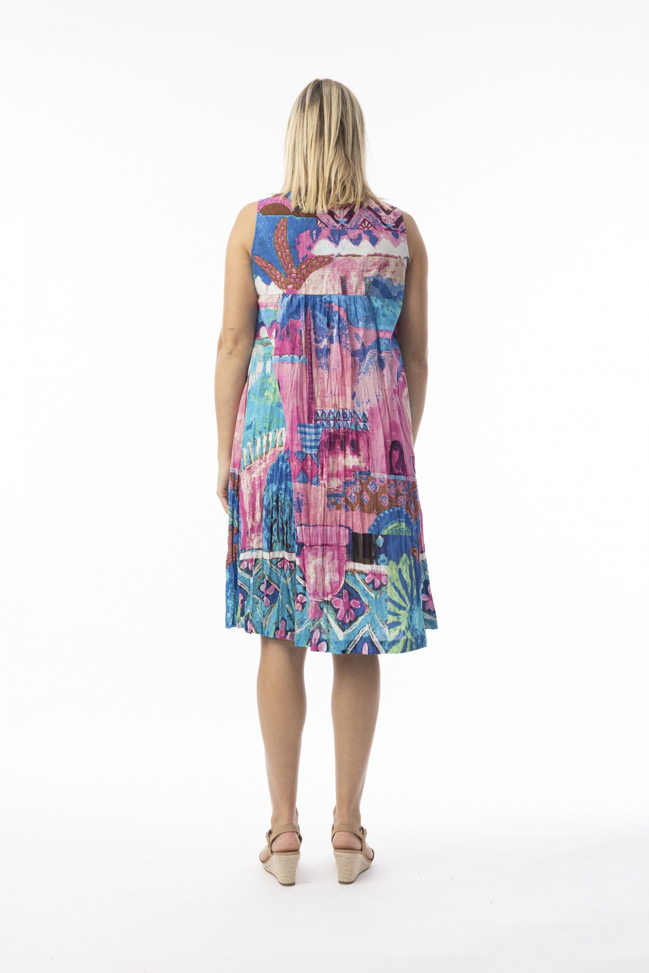Orientique Cotton V Pleated Dress
