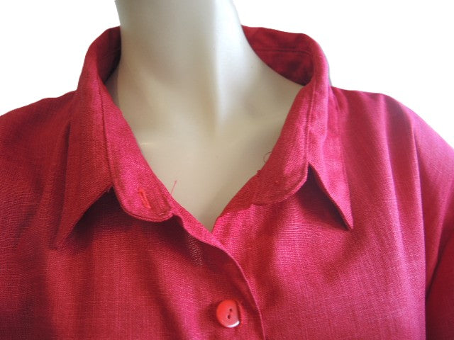 Party Girl Linen Look Shirt (Red or Pink)