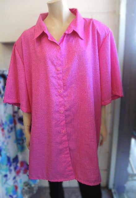 Party Girl Linen Look Shirt (Red or Pink)