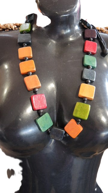 Wooden Squares Necklace