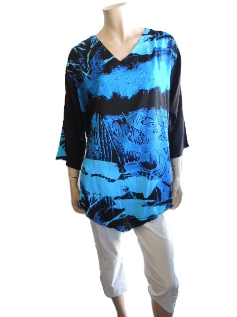 Plusss Crinkle Rayon V Neck Top