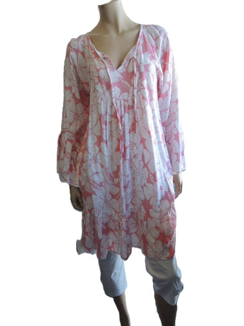 Pink and White Rayon Dress