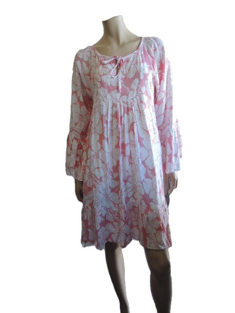 Pink and White Rayon Dress