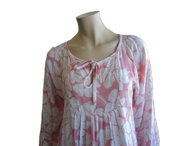 Pink and White Rayon Dress