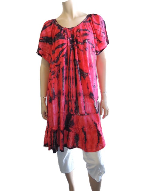 Red Frilled Hem Rayon Dress