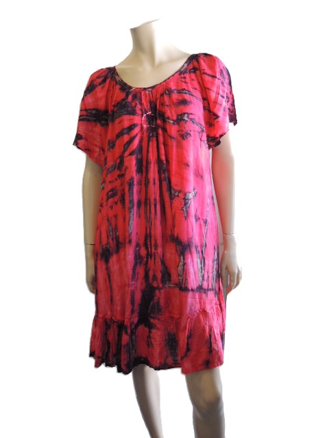 Red Frilled Hem Rayon Dress