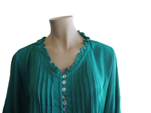 Party Girl Plain Pintuck Top (Green or Cobalt)