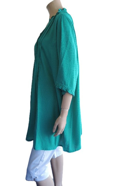 Party Girl Plain Pintuck Top (Green or Cobalt)