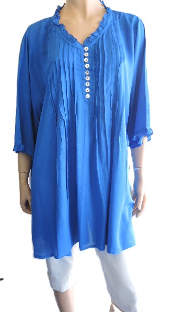 Party Girl Plain Pintuck Top (Green or Cobalt)