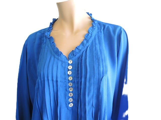 Party Girl Plain Pintuck Top (Green or Cobalt)
