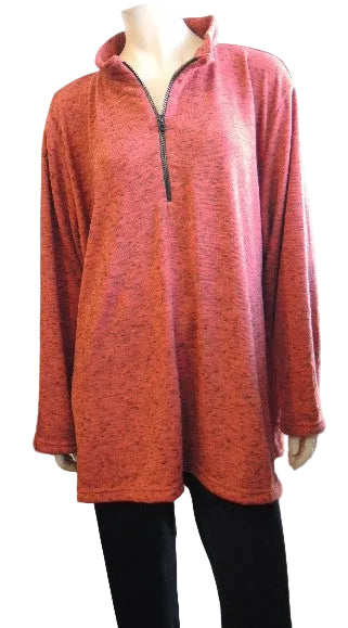 Party Girl Stretch Zip Neck Top (Teal Charcoal, Rust)