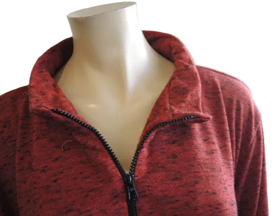 Party Girl Stretch Zip Neck Top (Teal Charcoal, Rust)