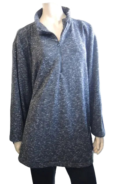 Party Girl Stretch Zip Neck Top (Teal Charcoal, Rust)