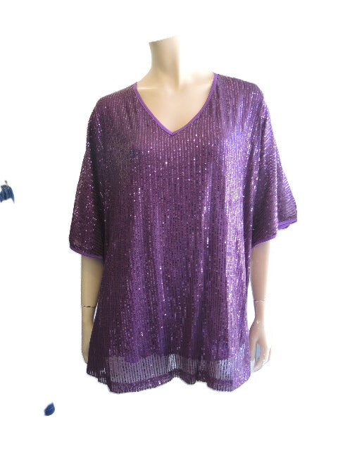 Purple Sequined Evening Top (Size 28)