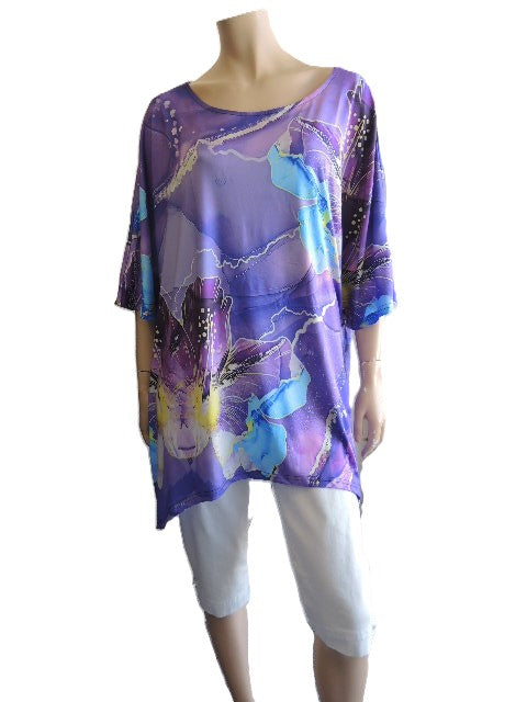 Purple Patterned Stretch Top