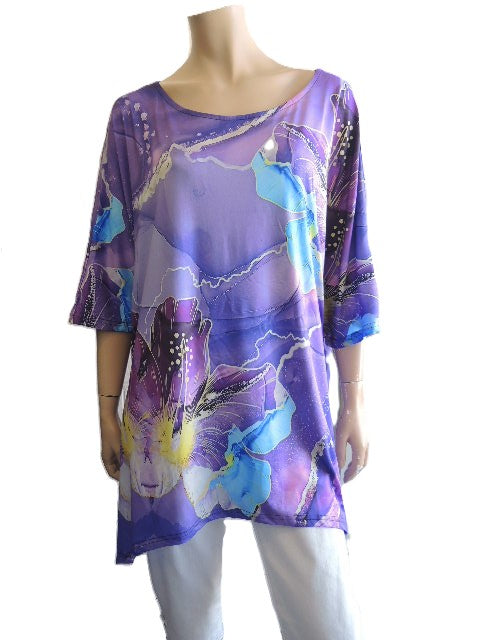 Purple Patterned Stretch Top