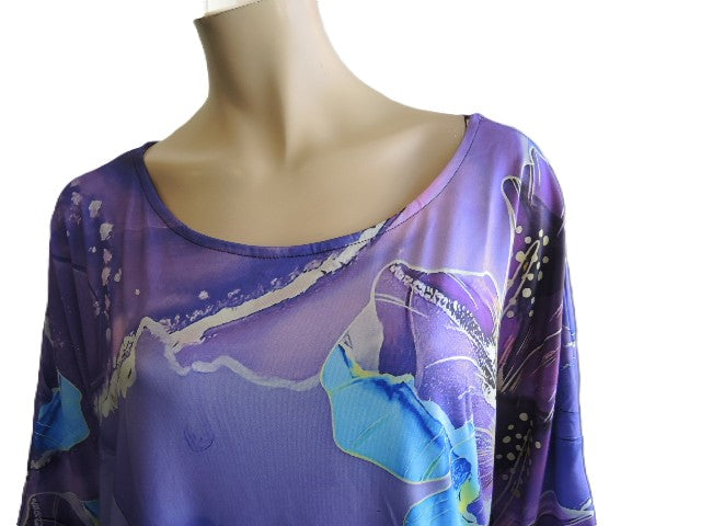 Purple Patterned Stretch Top