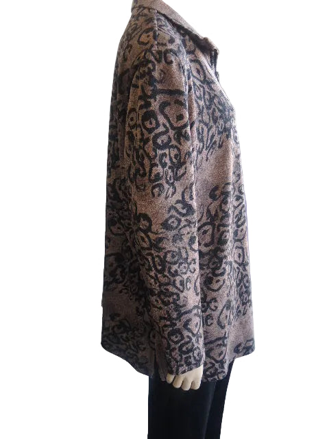 Party Girl Stretch Zip Neck Patterned Top