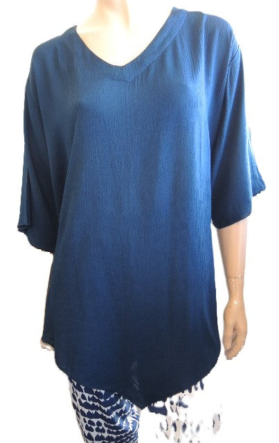 Plain Crinkle Rayon Top (Many Colours up to Size 36)