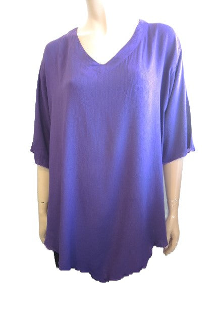 Plain Crinkle Rayon Top (Many Colours up to Size 36)