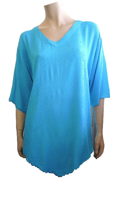 Plain Crinkle Rayon Top (Many Colours up to Size 36)