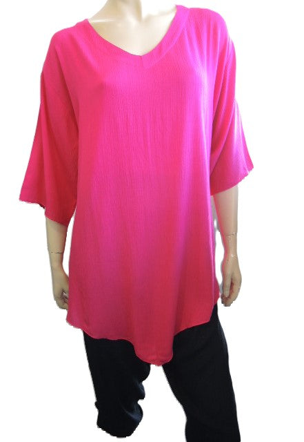 Plain Crinkle Rayon Top (Many Colours up to Size 36)