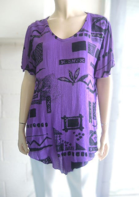 Kita Ku Purple Crinkle Rayon Top