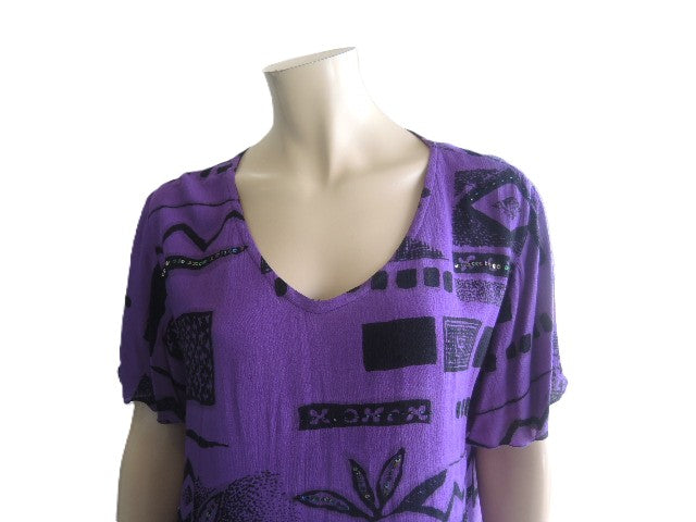 Kita Ku Purple Crinkle Rayon Top