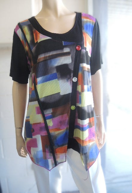 Qior Stretch Mesh Tunic Top