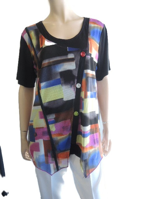Qior Stretch Mesh Tunic Top