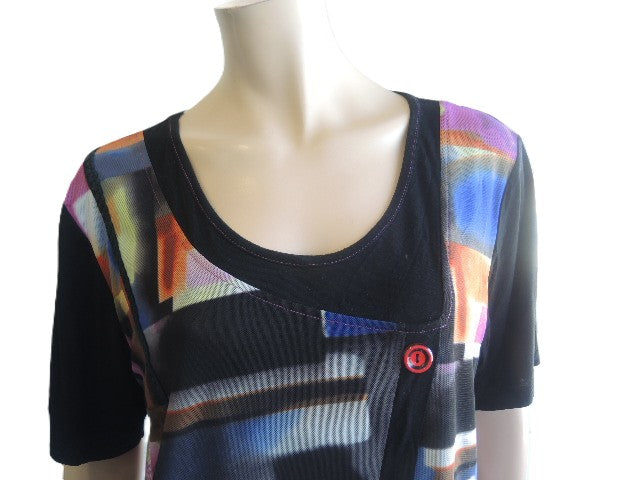 Qior Stretch Mesh Tunic Top