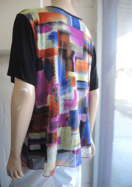 Qior Stretch Mesh Tunic Top