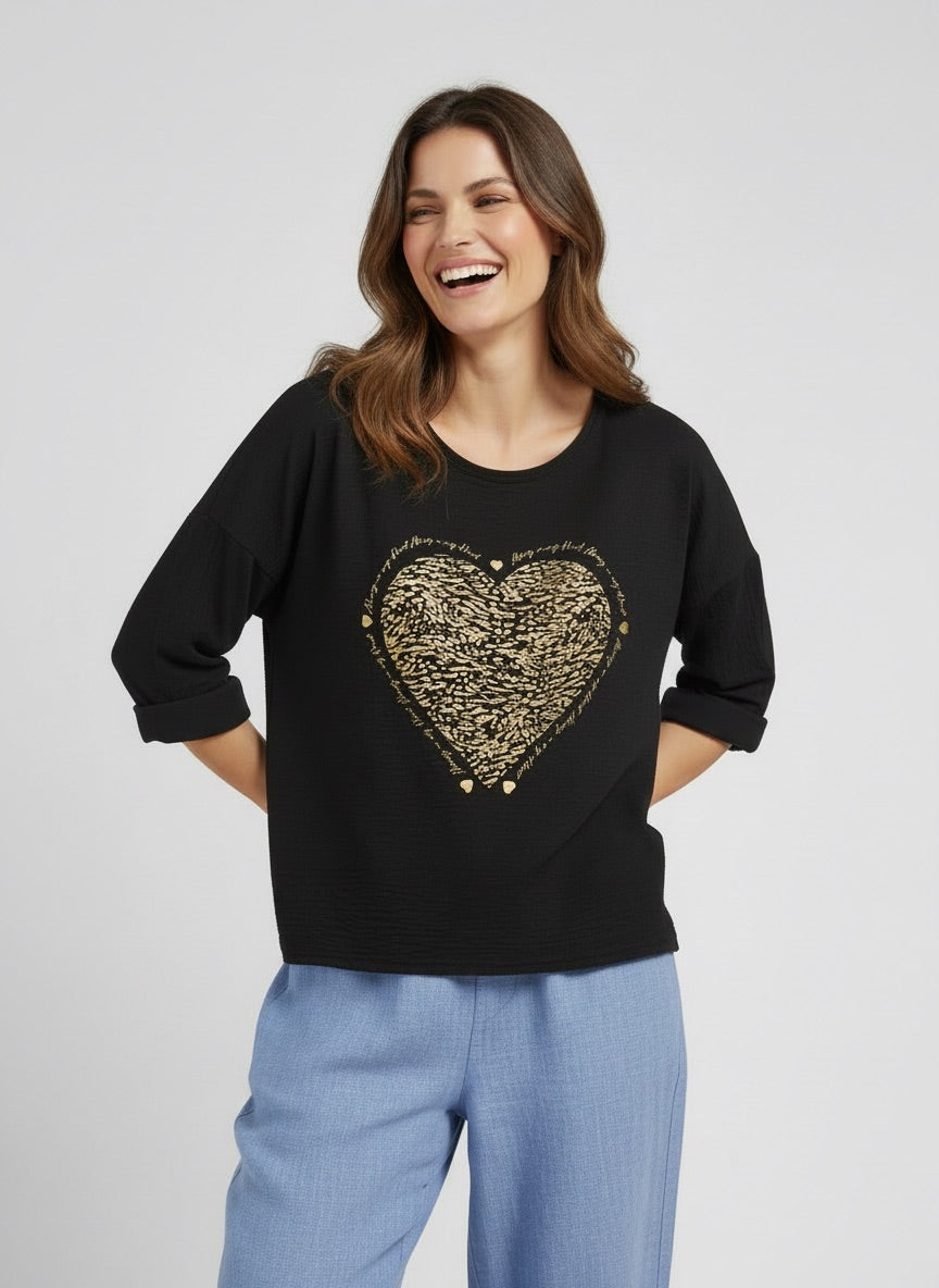 E'Talia Heart Top (White or Black)