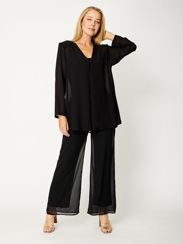 Cordelia St Chiffon Pants (Black and Navy)