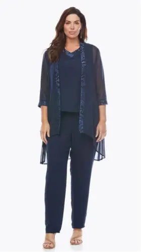 Layla Jones Chiffon Pant Suit Midnight, Emerald or Sapphire