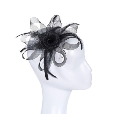 Pretty Tulle and Feather Fascinator (Red, Pink or Black)