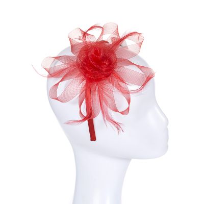 Pretty Tulle and Feather Fascinator (Red, Pink or Black)