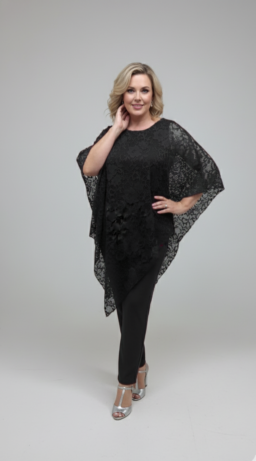 Four Girlz Stretch Lace Angled Hem Top