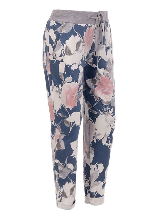 Italian Floral Print Jogger (Black floral only)