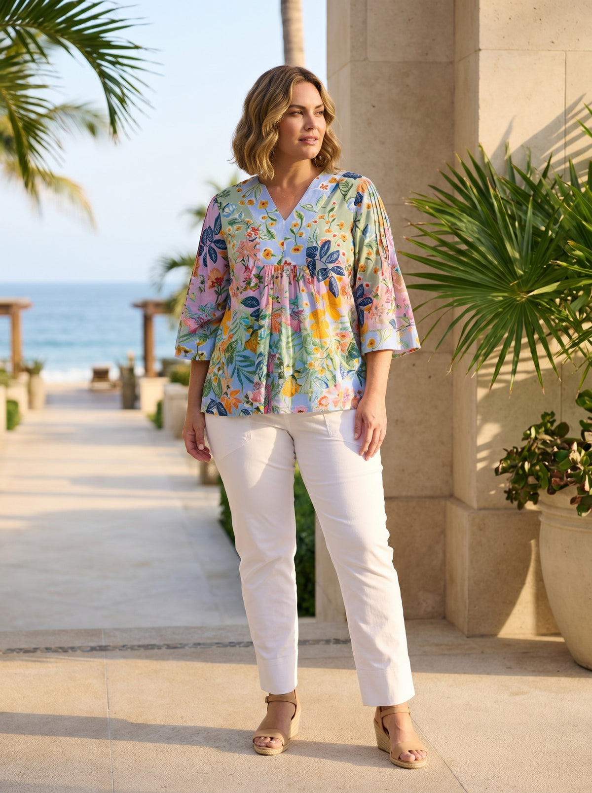 Orientique Ser Mer V Neck Top